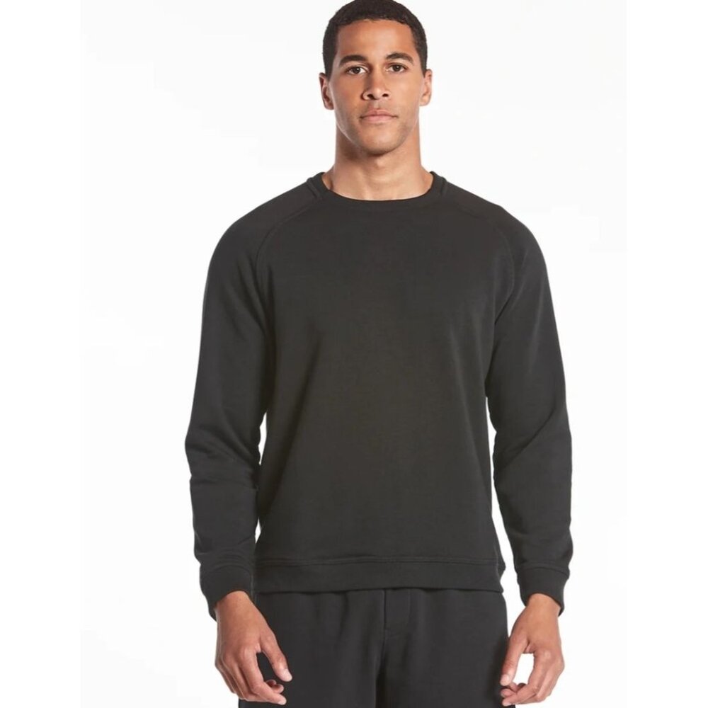 Public Rec Mens Black Organic Fleece Long Sleeve Sweatshirt size Large
